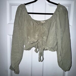Women's Olive Green Long Sleeve Top